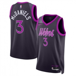 Men Minnesota Timberwolves 3 Jaden McDaniels Purple 2025 26 City Edition Stitched Jersey