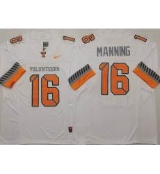 Men Tennessee Volunteers White #16 Peyton Manning White F U S E Stitched NCAA Jersey
