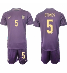 Men England 5 John Stones 2024 25 Purple Away Soccer Jersey Suit Men England 5 John Stones 2024 25 Purple Away Soccer Jersey Suit