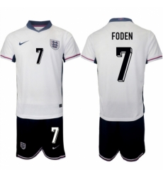 Men England 7 Phil Foden 2024 25 White Home Soccer Jersey Suit Men England 7 Phil Foden 2024 25 White Home Soccer Jersey Suit