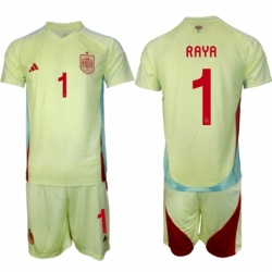 Men Spain Team 1 David Raya 2024 25 Yellow Away Soccer Jersey Suit
