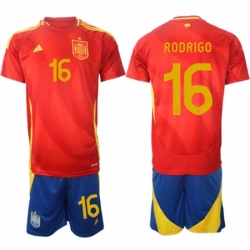 Men Spain Team 16 Rodrigo 2024 25 Red Home Soccer Jersey Suit