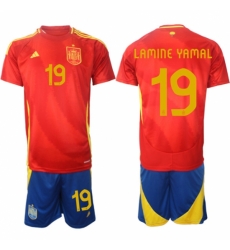 Men Spain Team 19 Lamine Yamal 2024 25 Red Home Soccer Jersey Suit Men Spain Team 19 Lamine Yamal 2024 25 Red Home Soccer Jersey Suit