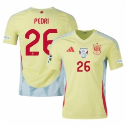 Men Spain Team 26 Pedri Yellow 2024 Away Soccer Jersey
