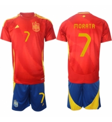 Men Spain Team 7 lvaro Morata 2024 25 Red Home Soccer Jersey Suit Men Spain Team 7 lvaro Morata 2024 25 Red Home Soccer Jersey Suit