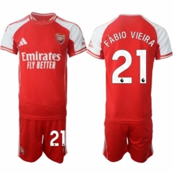 Men Arsenal FC 21 Fbio Vieira Red 2025 Home Soccer Jersey Suit