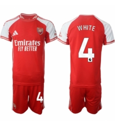 Men Arsenal FC 4 Ben White Red 2025 Home Soccer Jersey Suit Men Arsenal FC 4 Ben White Red 2025 Home Soccer Jersey Suit