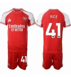 Men Arsenal FC 41 Declan Rice Red 2025 Home Soccer Jersey Suit Men Arsenal FC 41 Declan Rice Red 2025 Home Soccer Jersey Suit