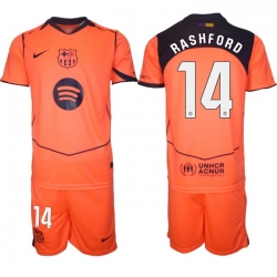 Men FC Barcelona 2026 Soccer Jerseys Orange #14 RASHFORD