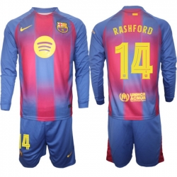 Men FC Barcelona 2026 Soccer Jerseys Red Long #14 RASHFORD (2)