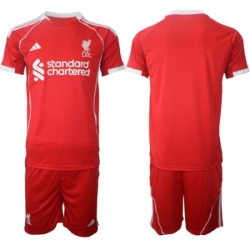 Men Liverpool Blank 2025 Red Home Soccer Jersey Suit