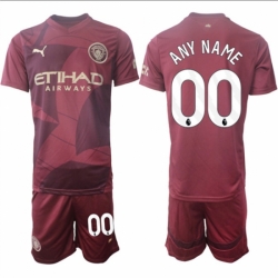 Men Manchester City Custom 2024 25 Burgundy Third Soccer Jersey Suit