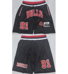 Men Chicago Bulls 91 Dennis Rodman Black 2025 Shorts Men Chicago Bulls 91 Dennis Rodman Black 2025 Shorts