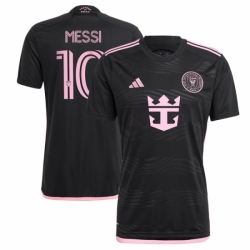 Men Inter Miami CF 10 Lionel Messi Black 2024 25 Away Soccer Jersey