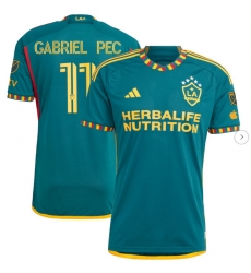 Mens LA Galaxy Gabriel Pec adidas Green 2024 LA Kit Authentic Player Jersey Mens LA Galaxy Gabriel Pec adidas Green 2024 LA Kit Authentic Player Jersey