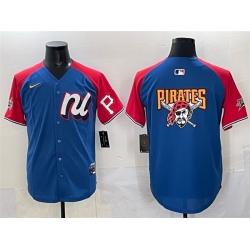 Men National League Pittsburgh Pirates Team Big Logo Blue Red Alternate 2025 All Star Edition Limited Stitched Baseball Jersey