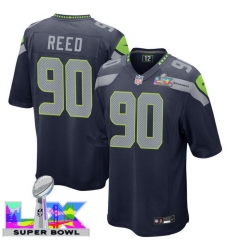 Men Women Youth Seattle Seahawks #90 Jarran Reed 2025 2026 Super Bowl LX F U S E Stitched NFL Jersey Blue