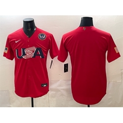 Men USA Baseball Blank Red 2026 World Baseball Classic United States 250th Anniversary Patch Stadium Stitched Jersey