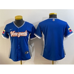 Women Venezuela Baseball Blank Royal 2026 World Baseball Classic Road Stadium Stitched Baseball Jersey Run Small 
